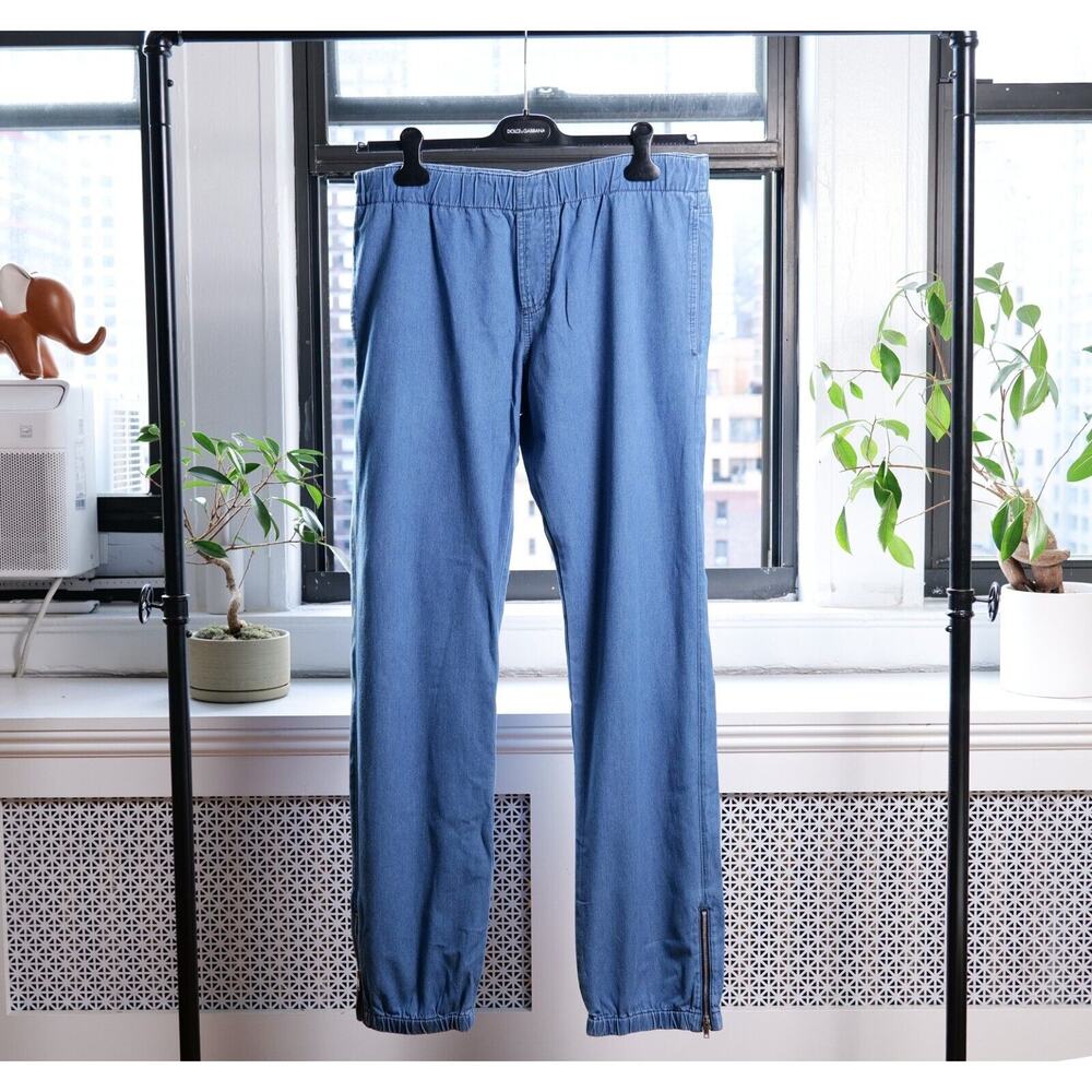 Gucci Blue Logo Drawstring Denim Jeans (Size 48)